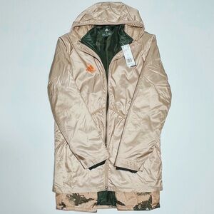 𝅺$200 Adidas Tan Adv Coat Parka Jacket Camo Tango Soccer Men's Size Small